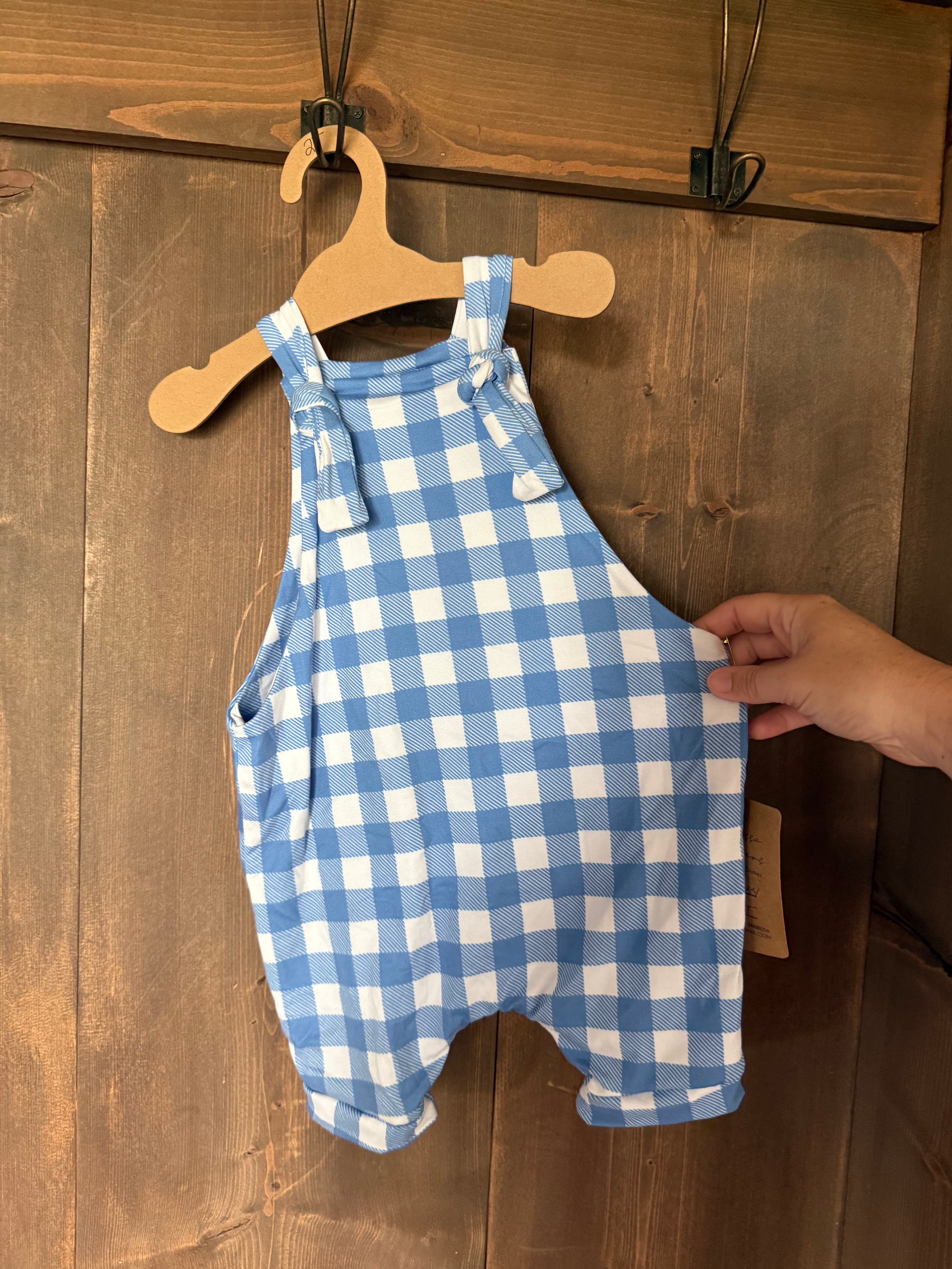 Blue Gingham Overalls